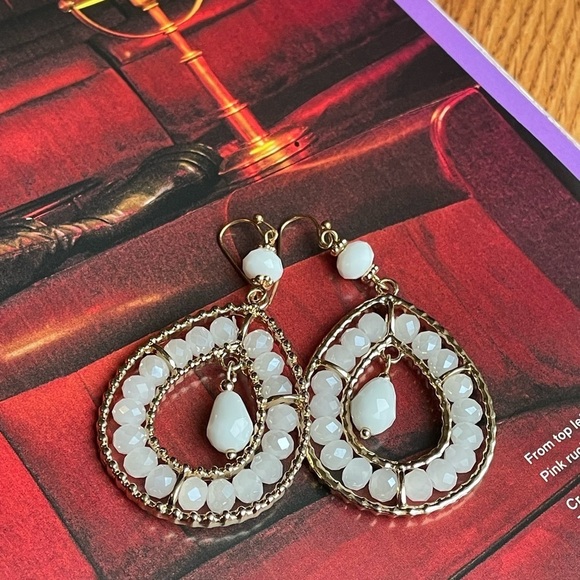 Women’s Tear Drop Earrings With Gemstone Accents - Picture 1 of 3